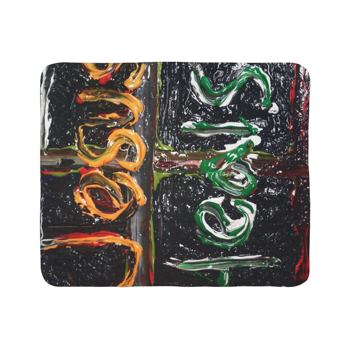 Fleece Sherpa Blanket — "Jesus Leads" Colorful Painted Cross Christian Throw