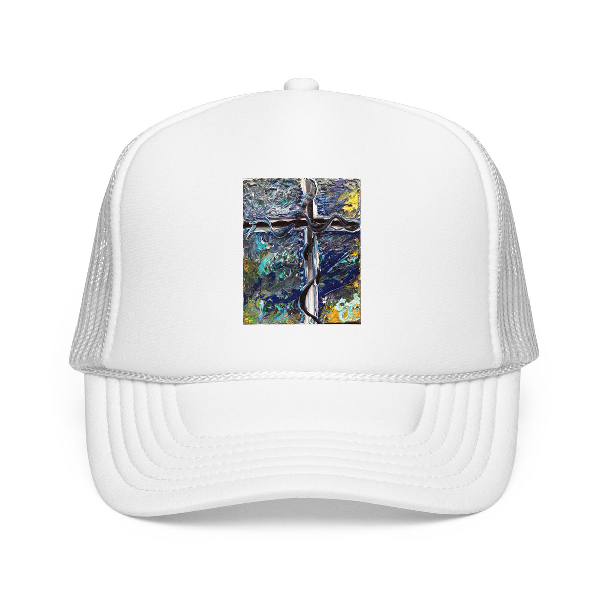 Abstract Cross Trucker Hat — Artistic Faith Mesh Cap