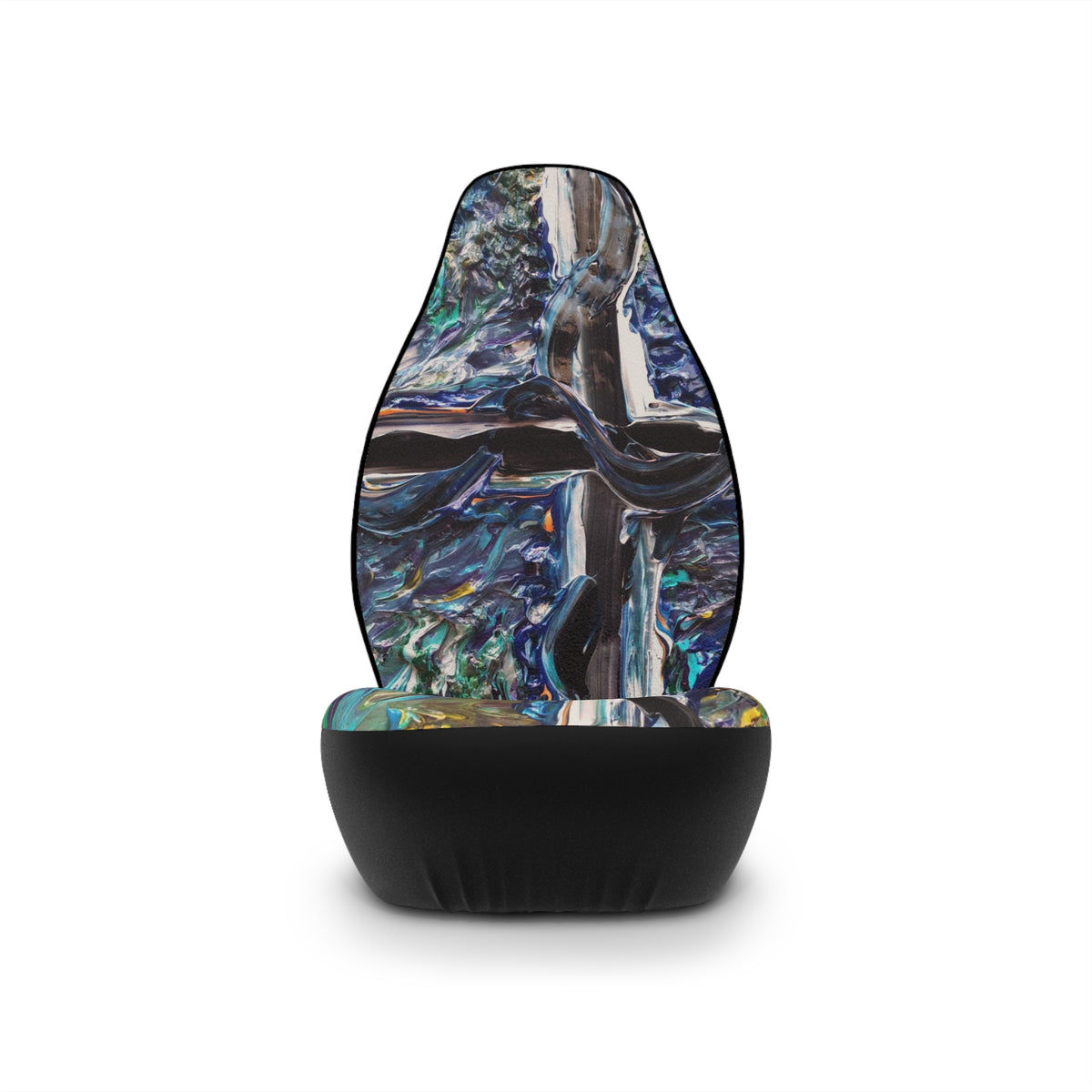 Abstract Blue Cross Car Seat Covers — Artistic Automotive Seat Protector