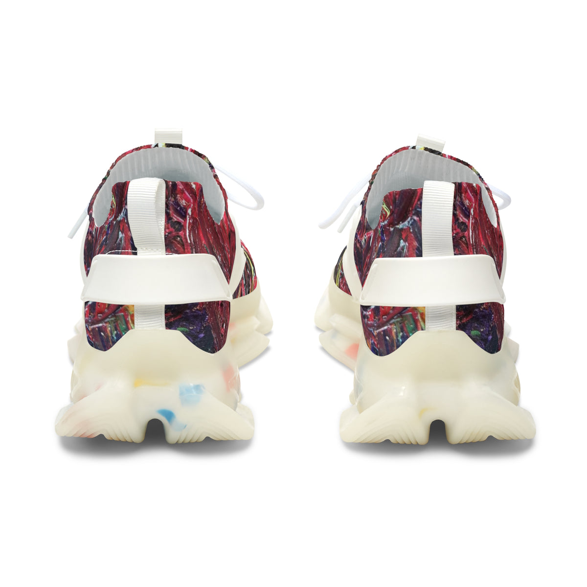 Women's Mesh Sneakers — Abstract Red Marble Athletic Shoes