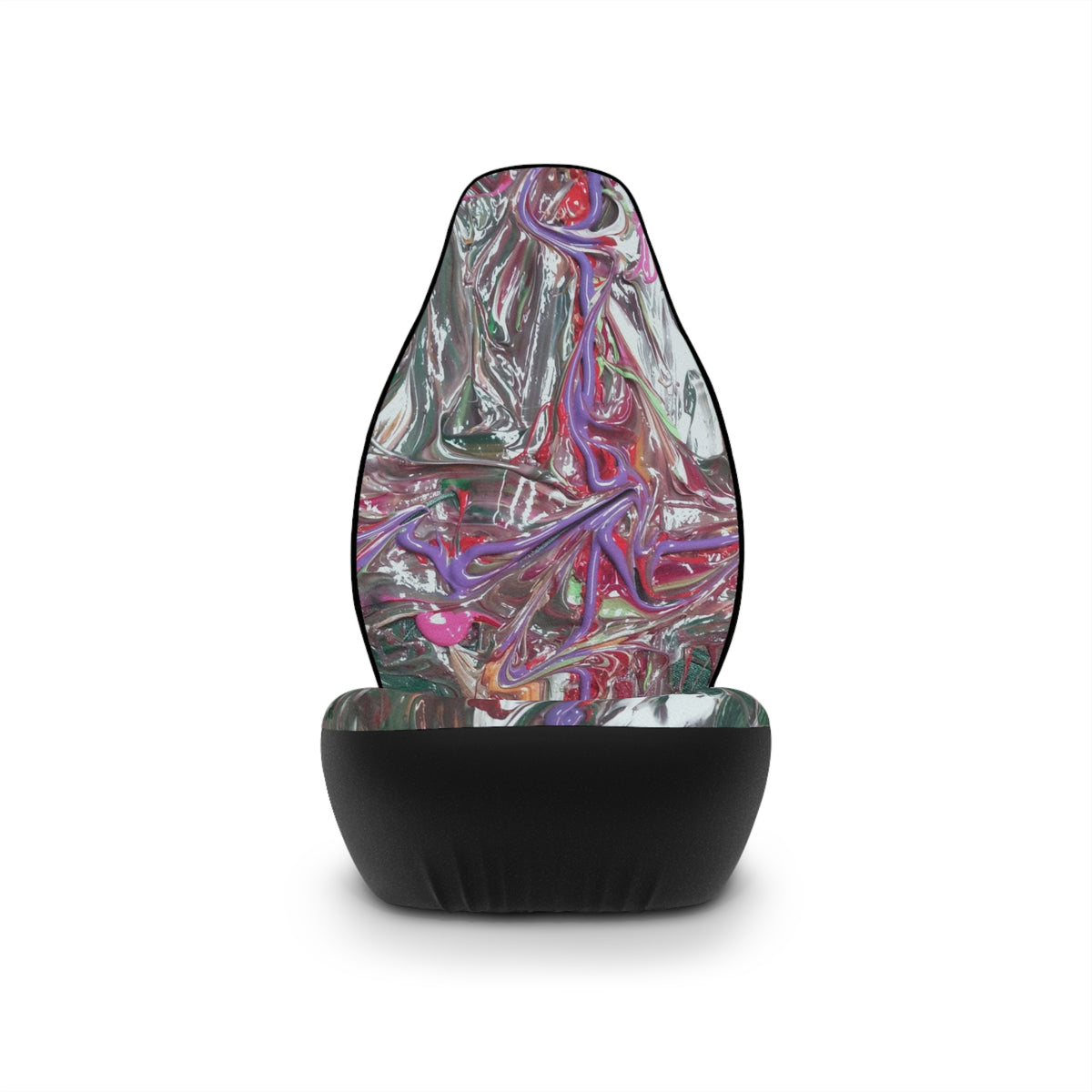 Abstract Pink & Silver Art Car Seat Covers — Modern Painterly Auto Seat Protector