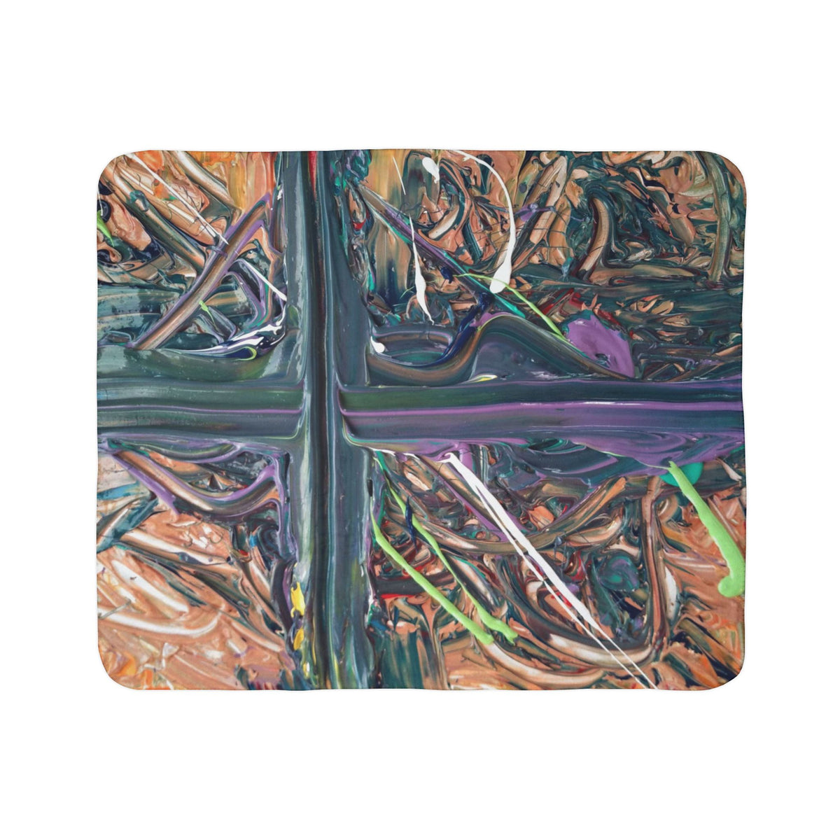 Abstract Crossstroke Sherpa Blanket — Colorful Textured Art Throw