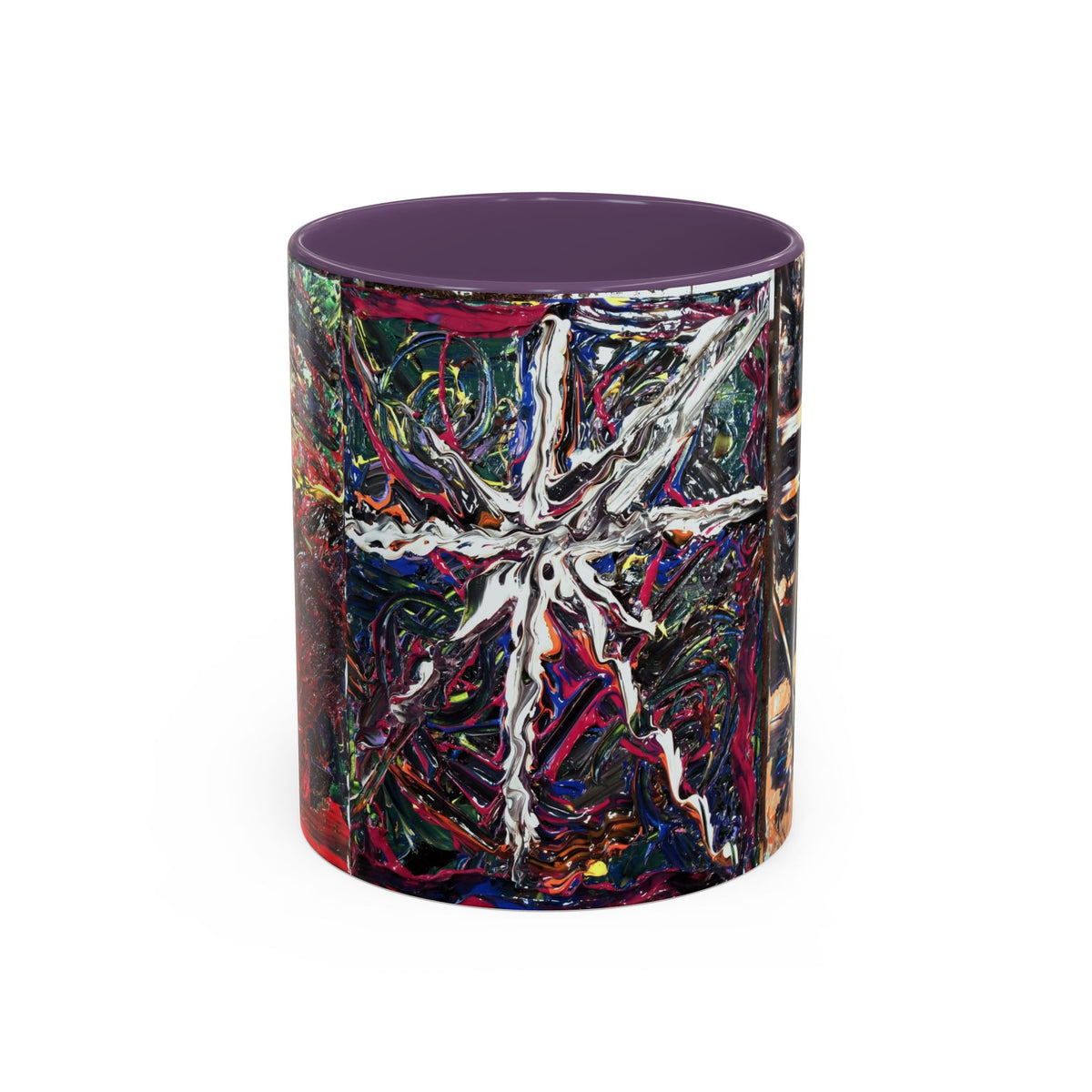 Abstract Starburst Accent Coffee Mug — Colorful Modern Art Ceramic (11/15oz)