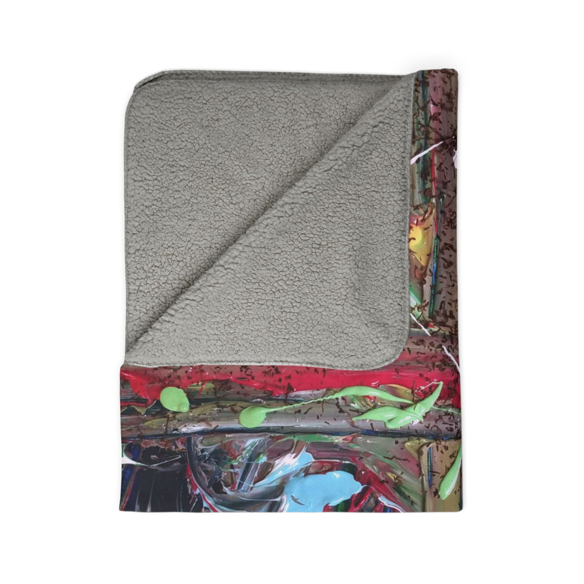 Abstract Cross Sherpa Blanket — Colorful Painterly Fleece Throw