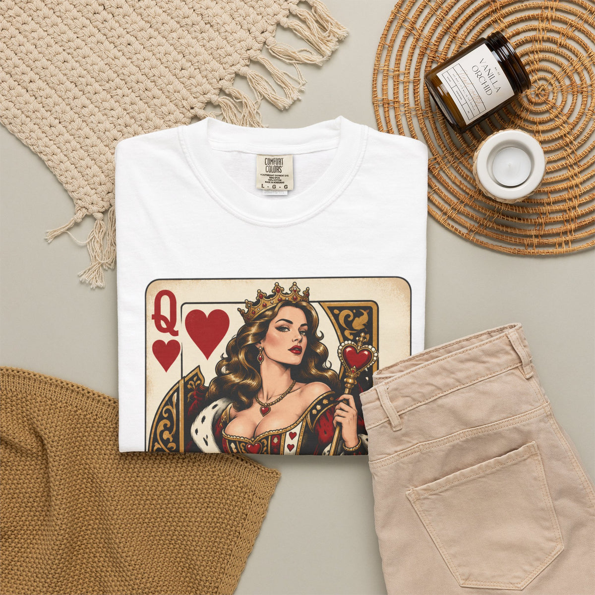 Queen of Hearts Playing Card Graphic T-Shirt
