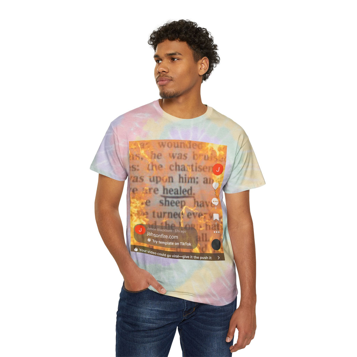 Tie-Dye Tee — Pastel Spiral Graphic Tee (Social Media Collage Design)