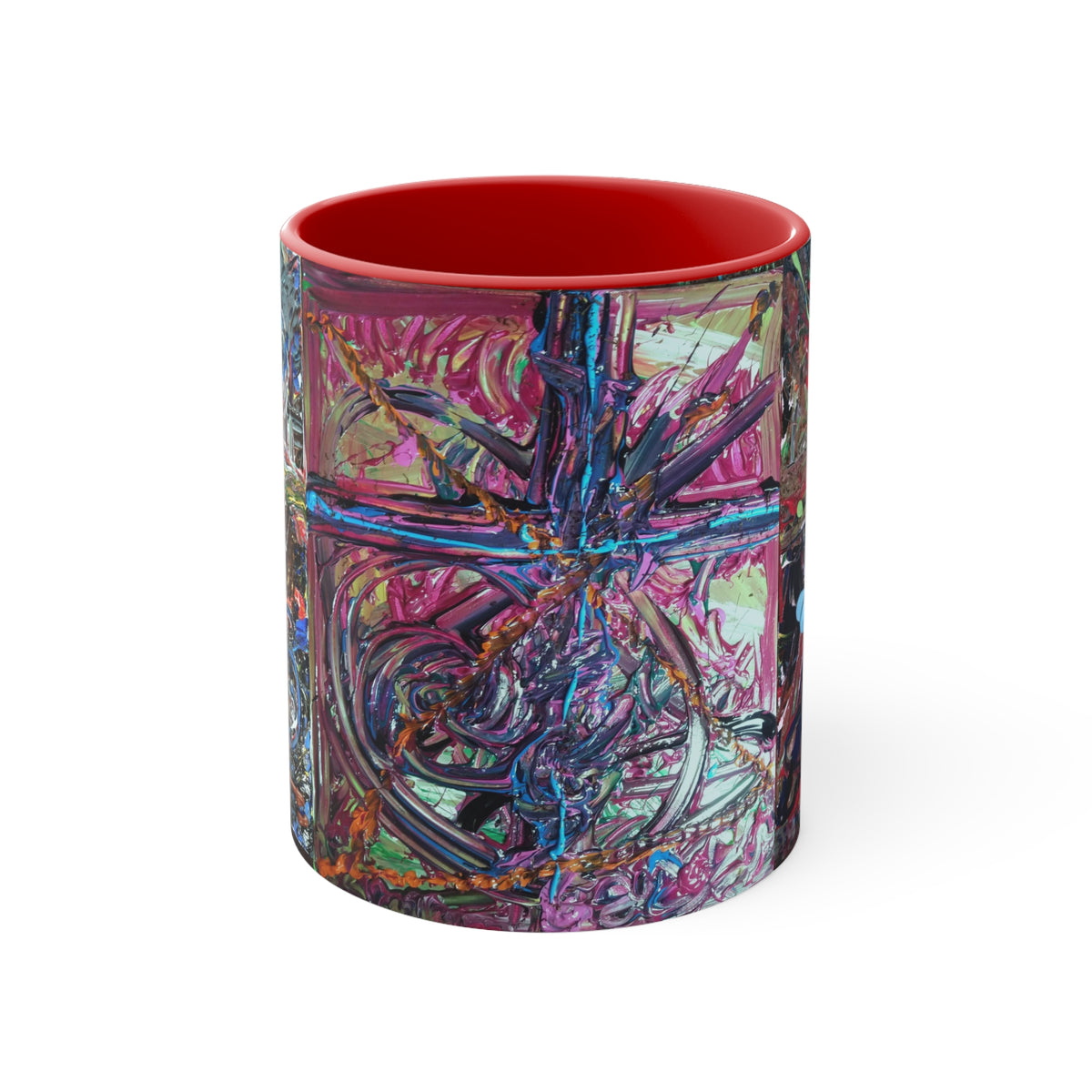 Abstract Colorburst Accent Mug — Pink Interior