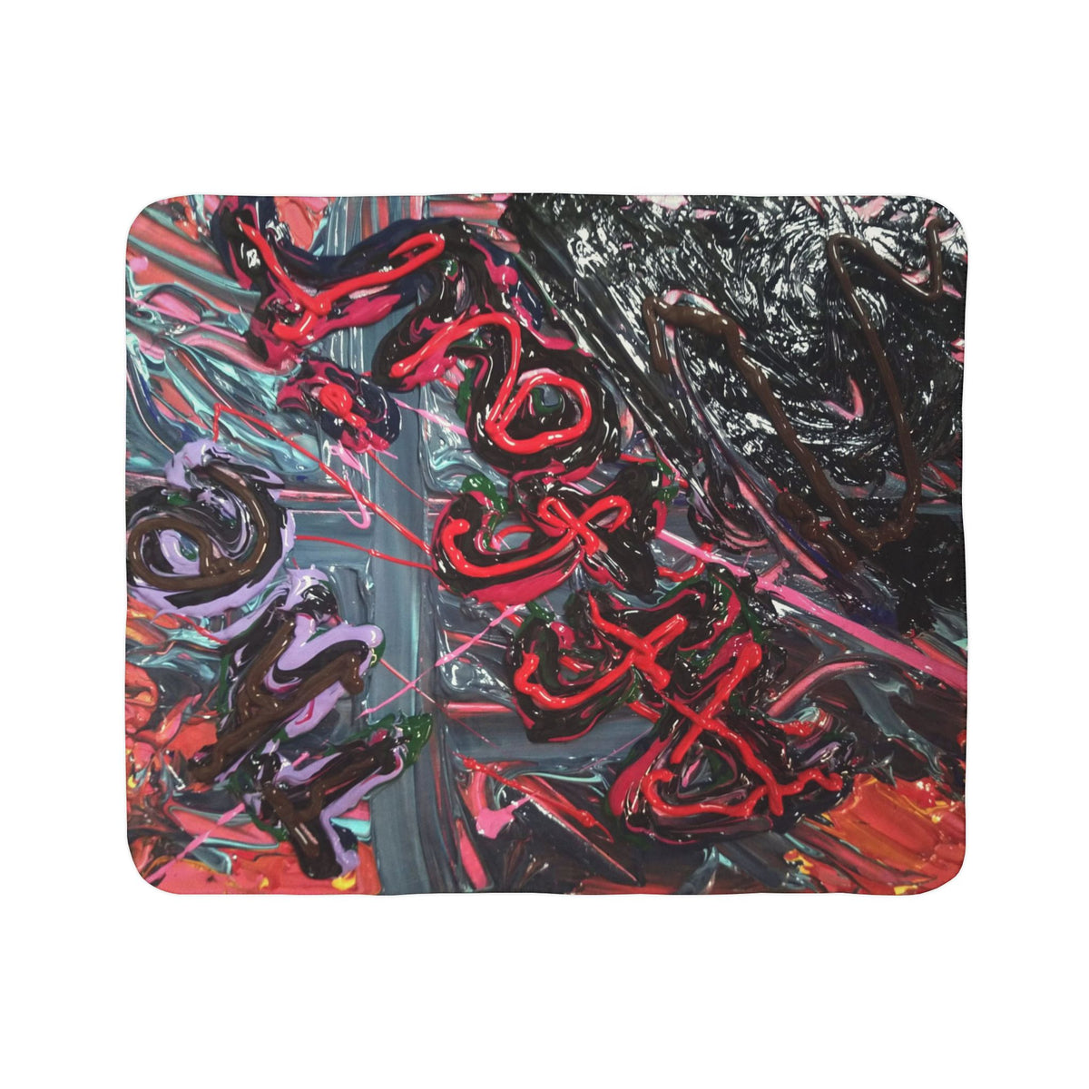 Abstract Red Script Sherpa Blanket