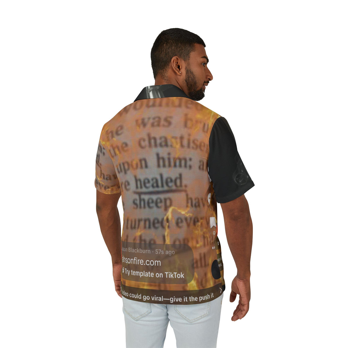 Hawaiian Camp Shirt – Vintage Bible Text & Candle Graphic AOP
