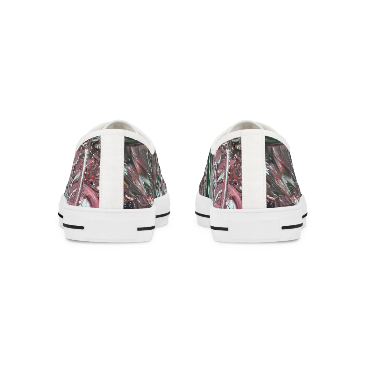 Low Top Sneakers — Abstract Green Cross Marble Design
