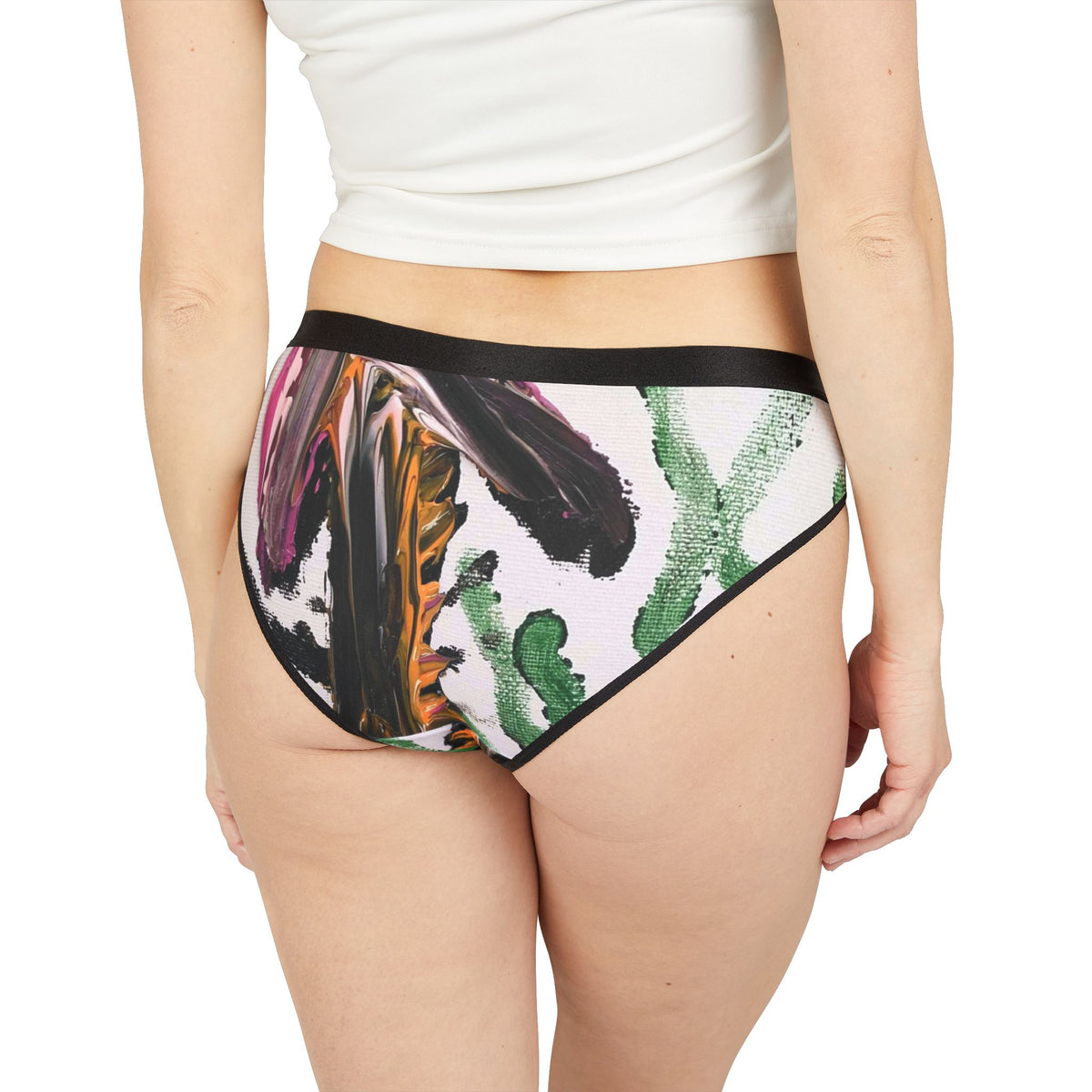 Floral Brushstroke Bikini Briefs — Artistic Watercolor Women's Underwear
