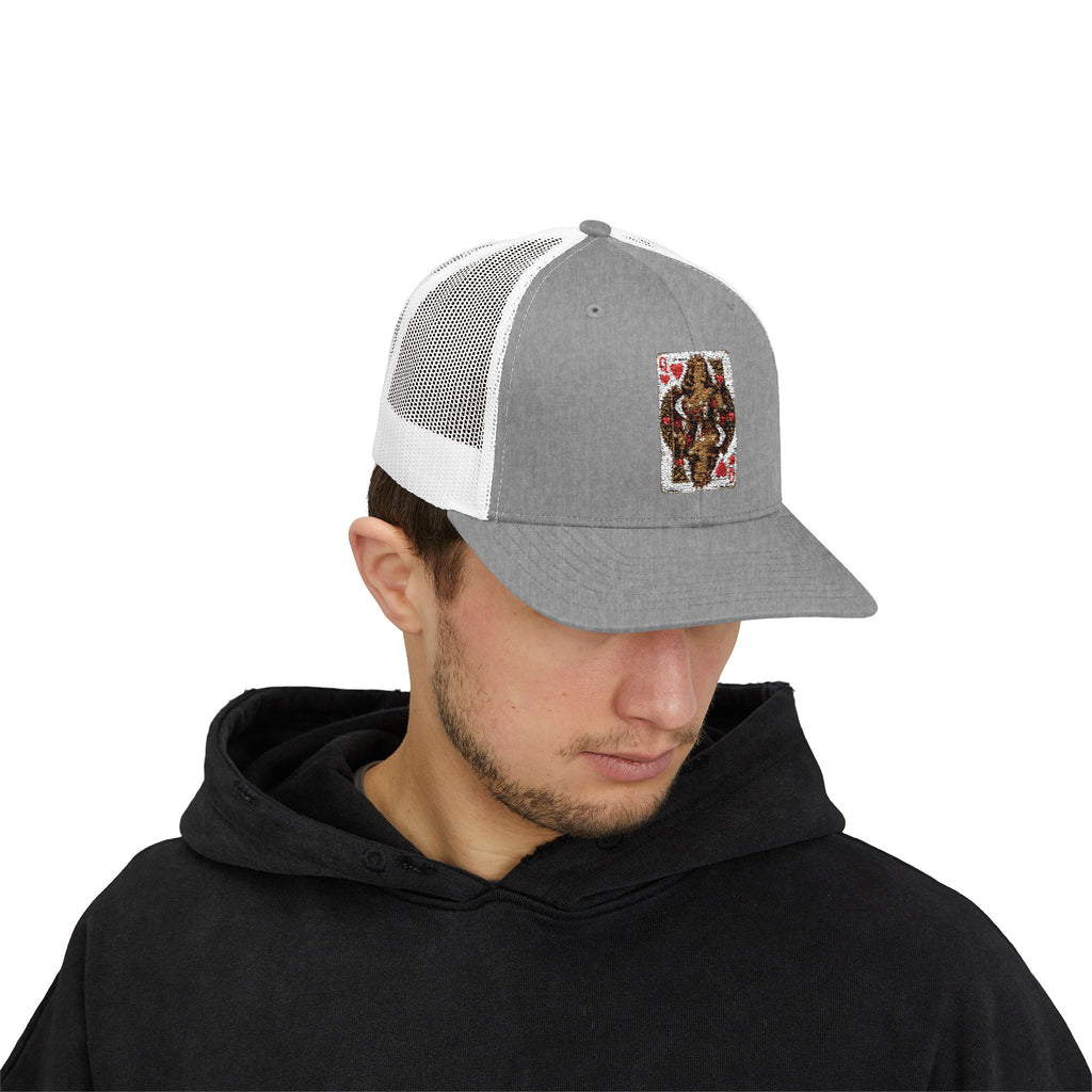 Snapback Trucker Cap with Vintage Playing Card Bear Design