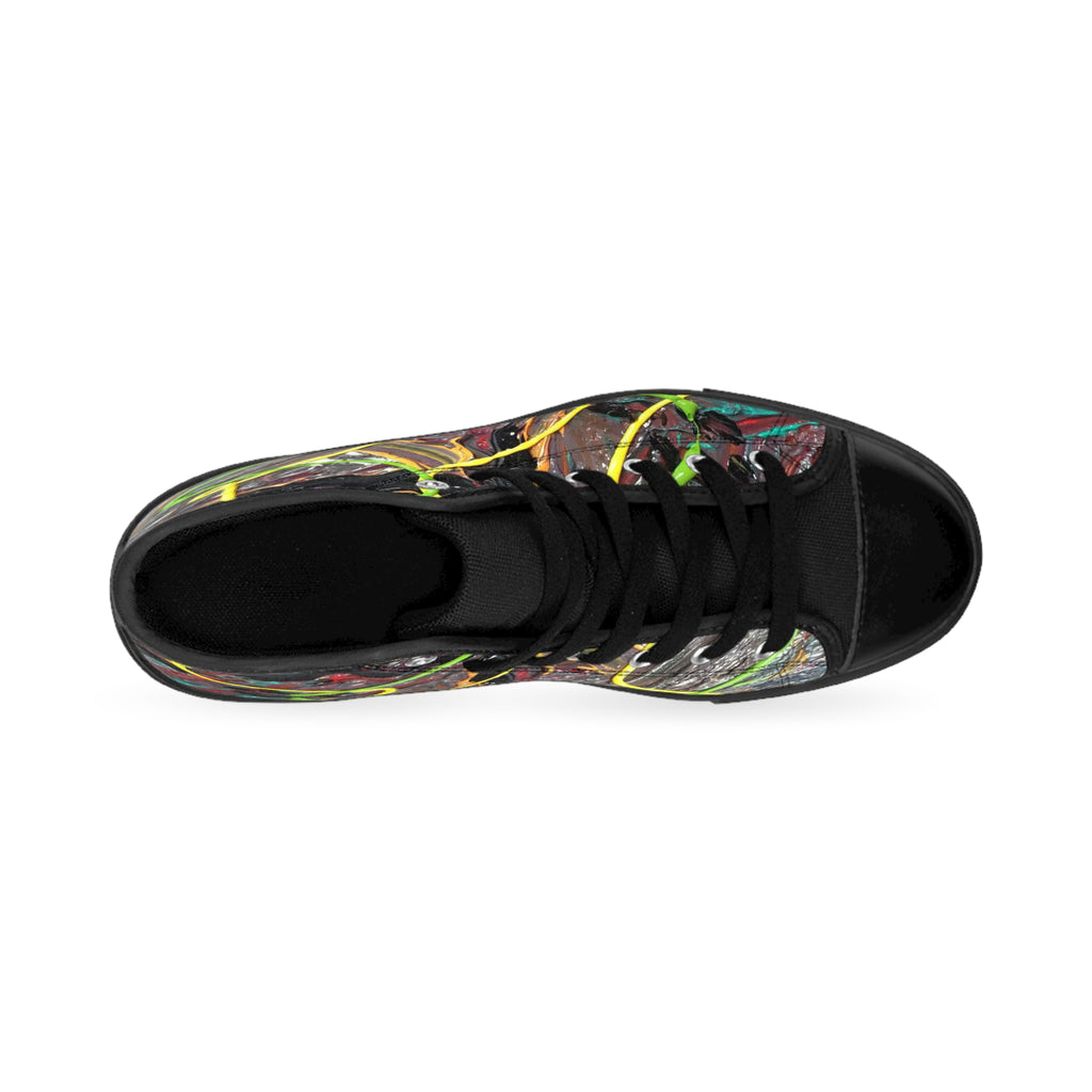 Abstract Neon Graffiti High-Top Sneakers — Men's Classic Sneakers
