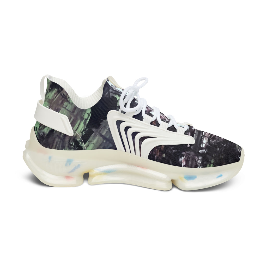 Women's Mesh Sneakers — Urban Nightscape Athletic Shoes with Speckled Sole