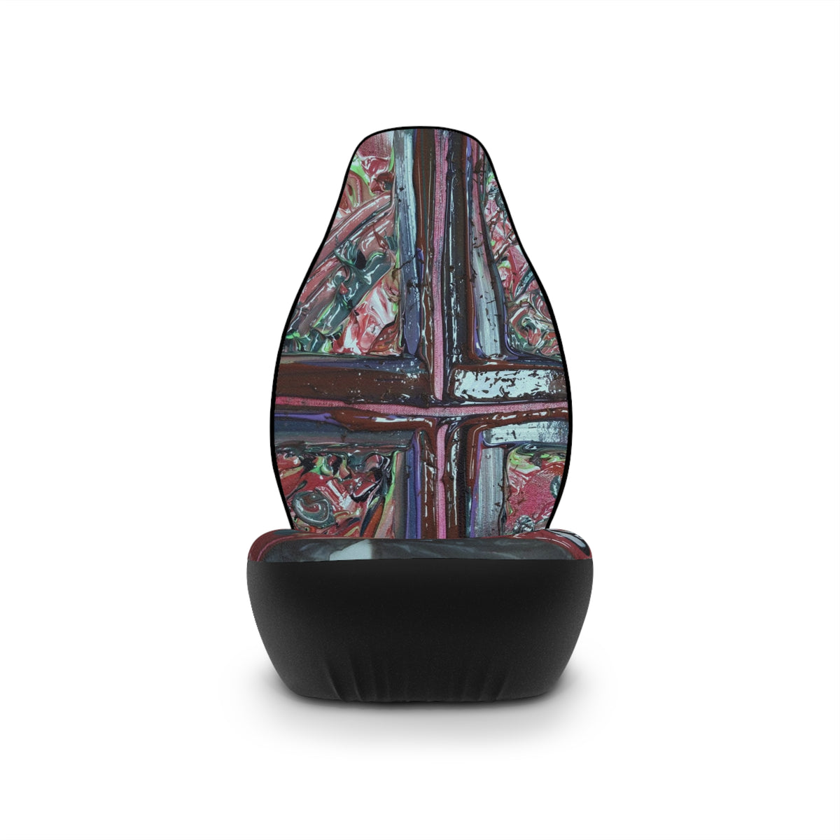 Abstract Cross Pattern Car Seat Covers — Artistic Red & Teal Auto Seat Protector