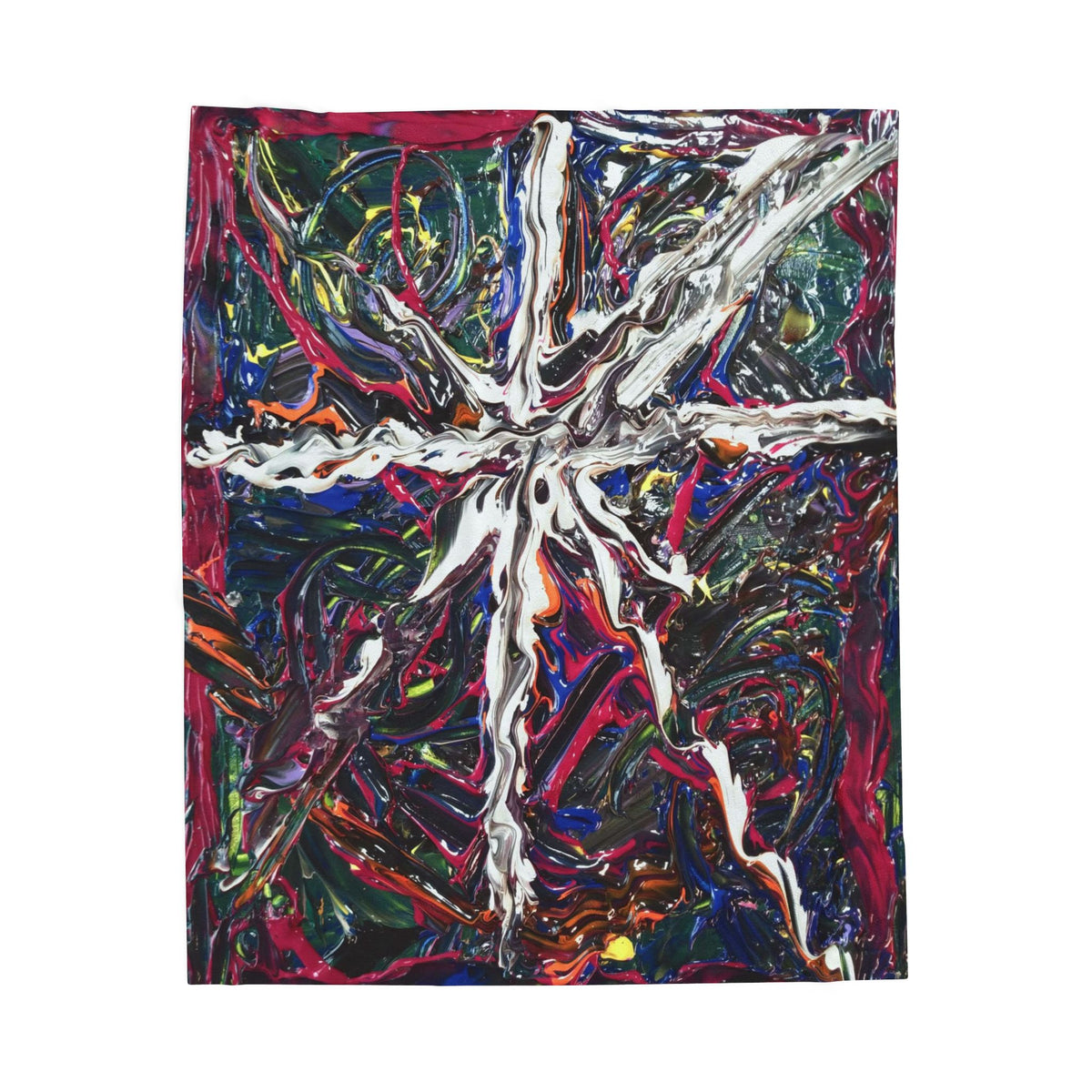 Velveteen Plush Blanket — Abstract Starburst Paint Design, Cozy Artistic Throw for Living Room & Gifts