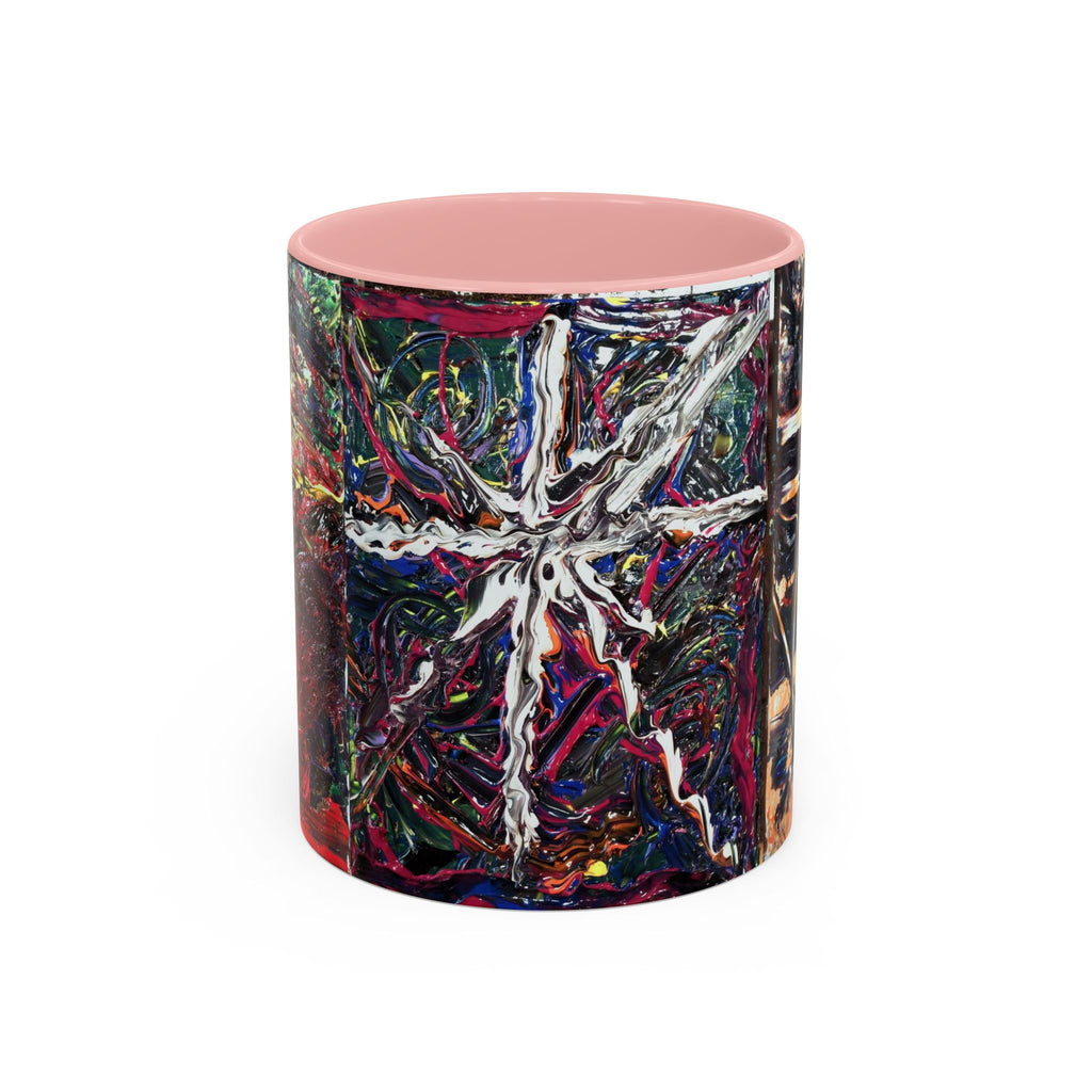 Abstract Starburst Accent Coffee Mug — Colorful Modern Art Ceramic (11/15oz)