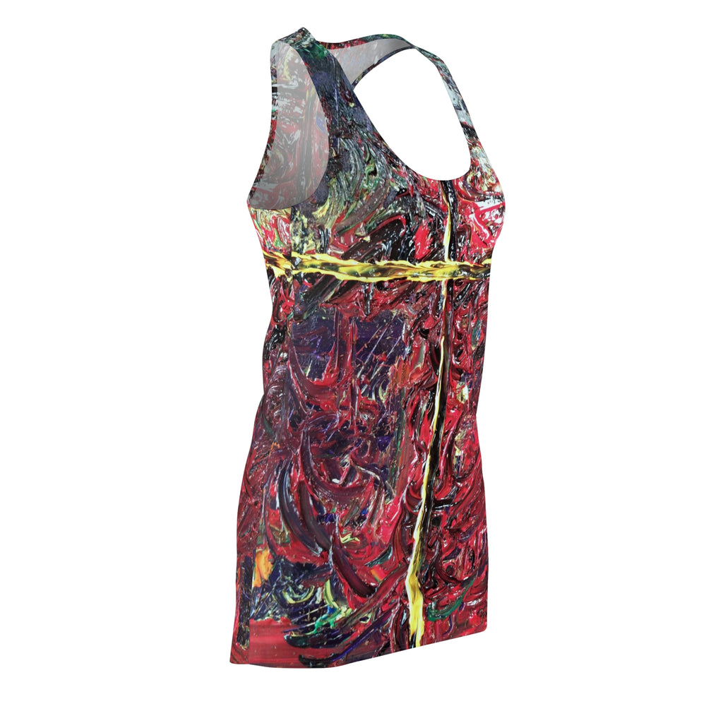 Racerback Dress — Abstract Red & Gold Cross Art Print
