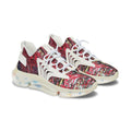 Women's Mesh Sneakers — Abstract Red Marble Athletic Shoes