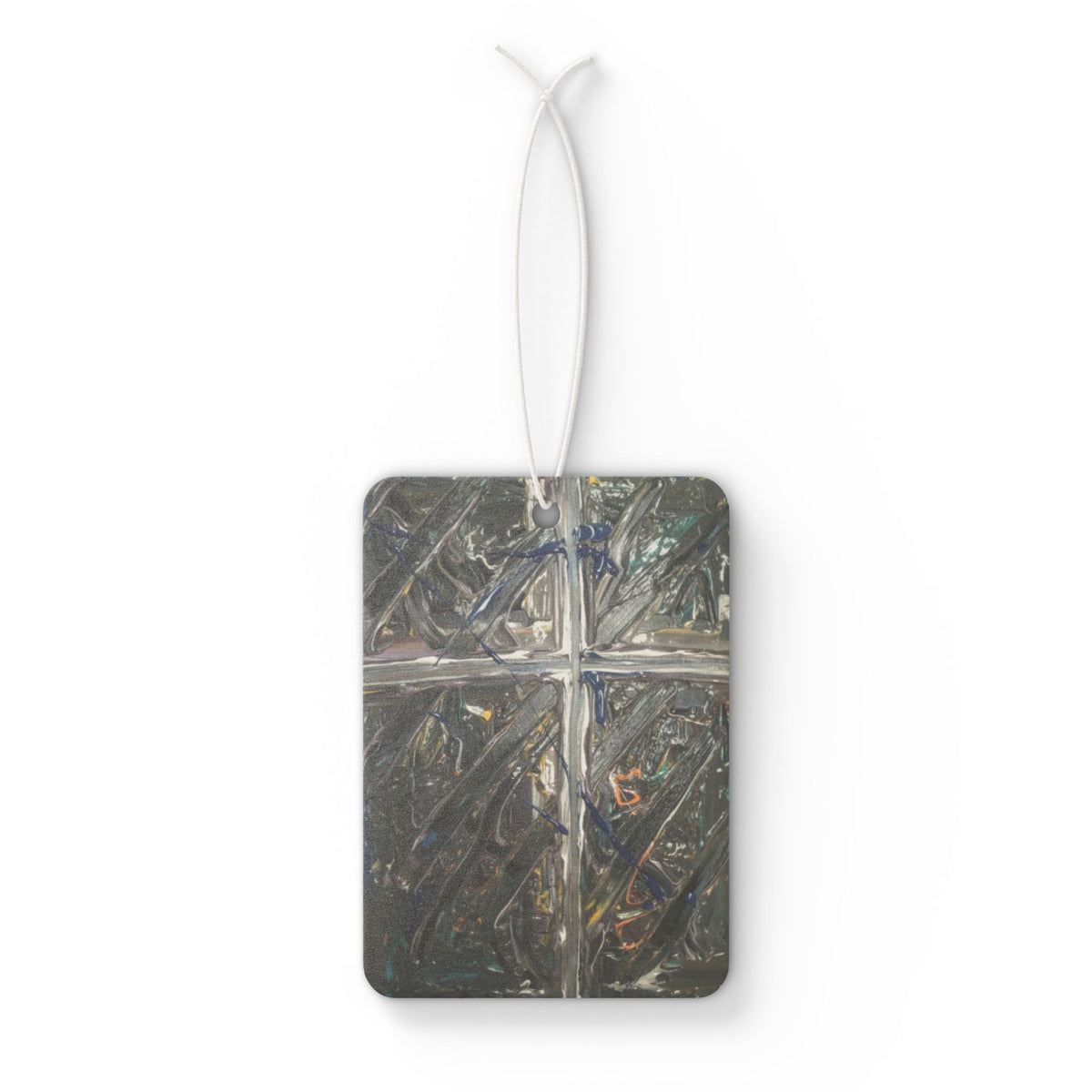 Cross Textured Car Air Freshener — Metallic Abstract Design
