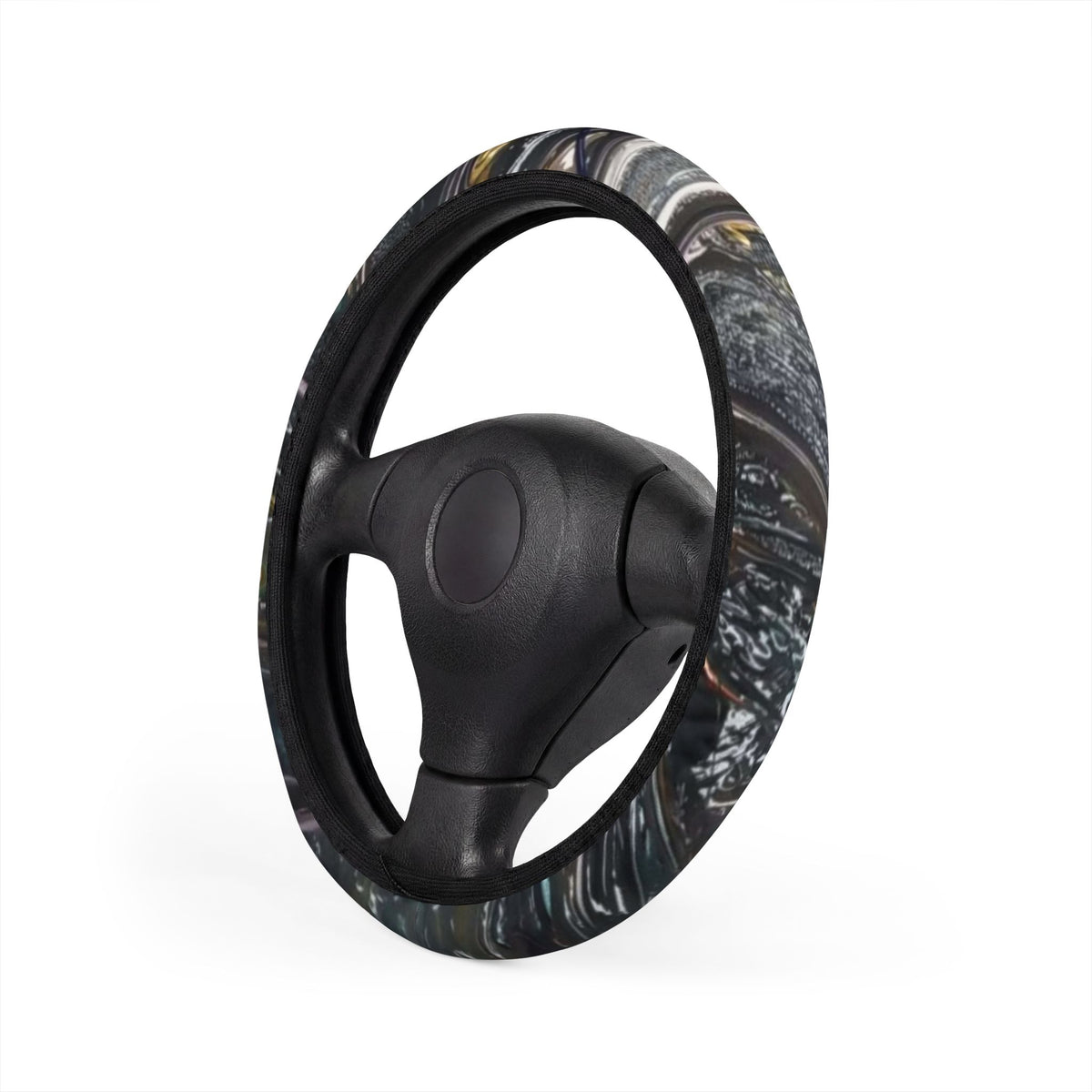 Camouflage Steering Wheel Cover — Black Camo Car Accessory
