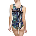 Abstract Blue Cross One-Piece Swimsuit — Artistic Ocean Print Printify