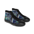 Abstract Ocean Wave High-Top Sneakers — Women's Artistic Blue Marble Design