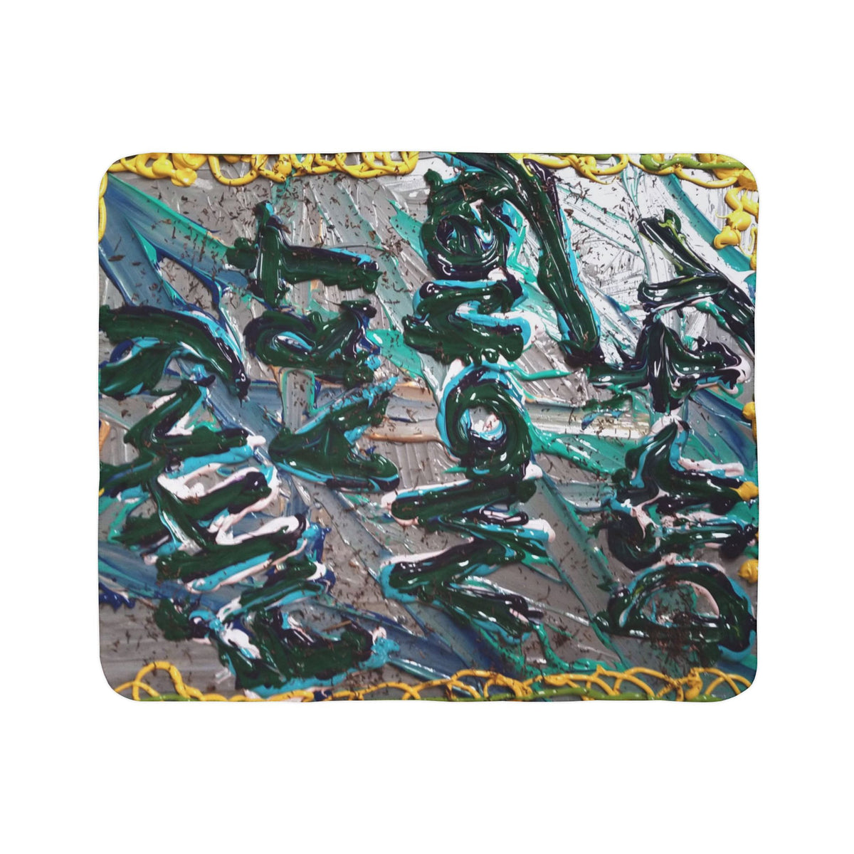 Abstract Painted 'Money Isn't Real' Fleece Sherpa Blanket