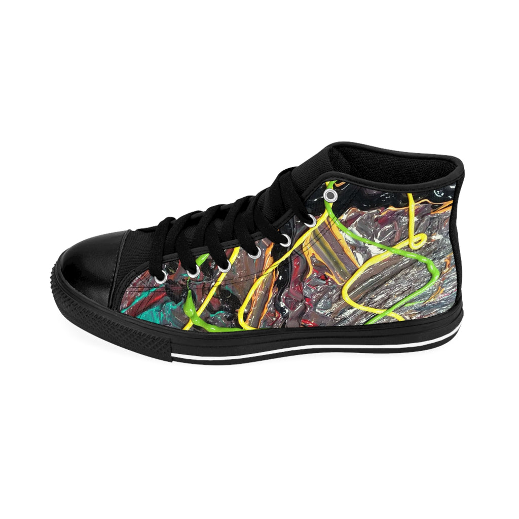 Abstract Neon Graffiti High-Top Sneakers — Men's Classic Sneakers
