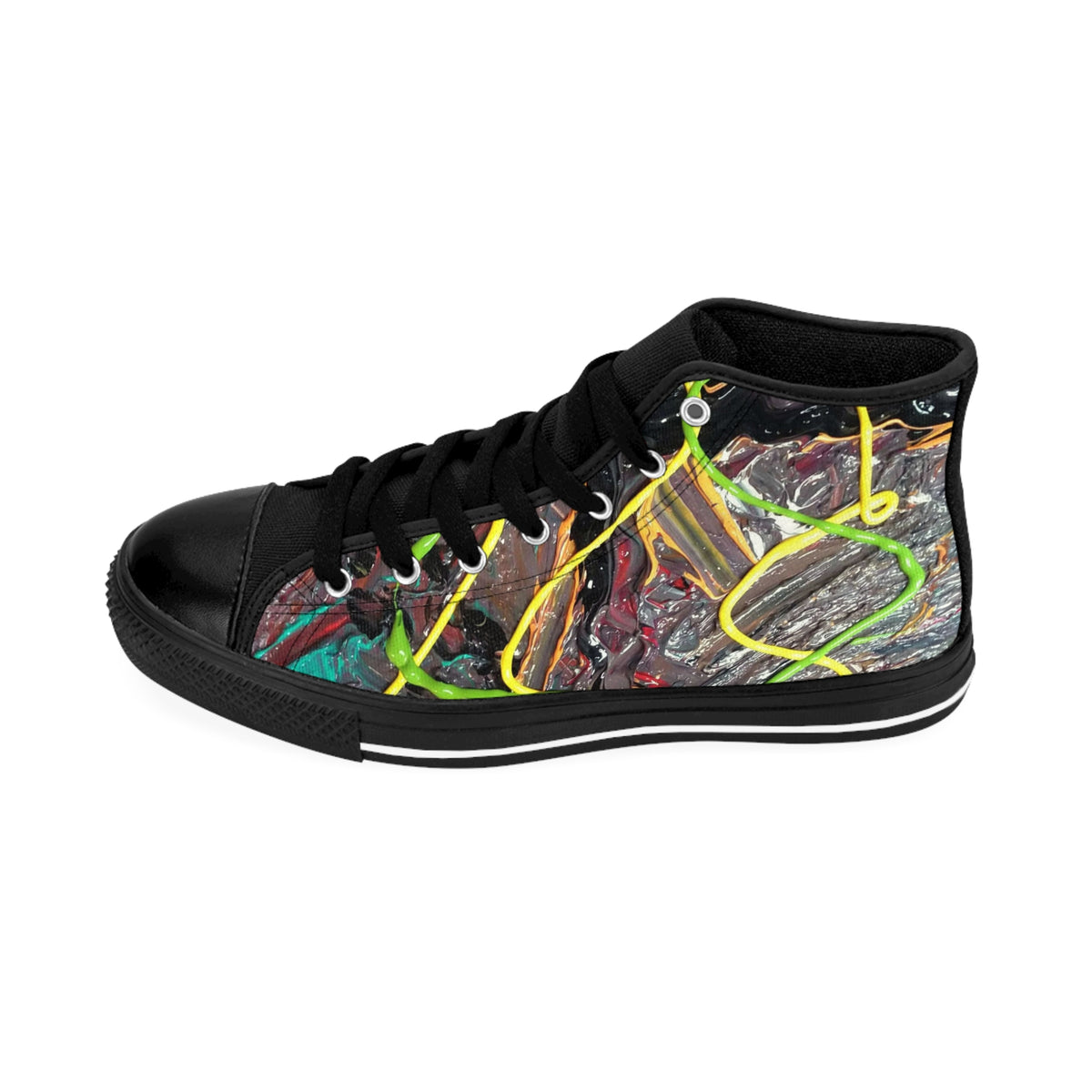 Abstract Neon Graffiti High-Top Sneakers — Men's Classic Sneakers