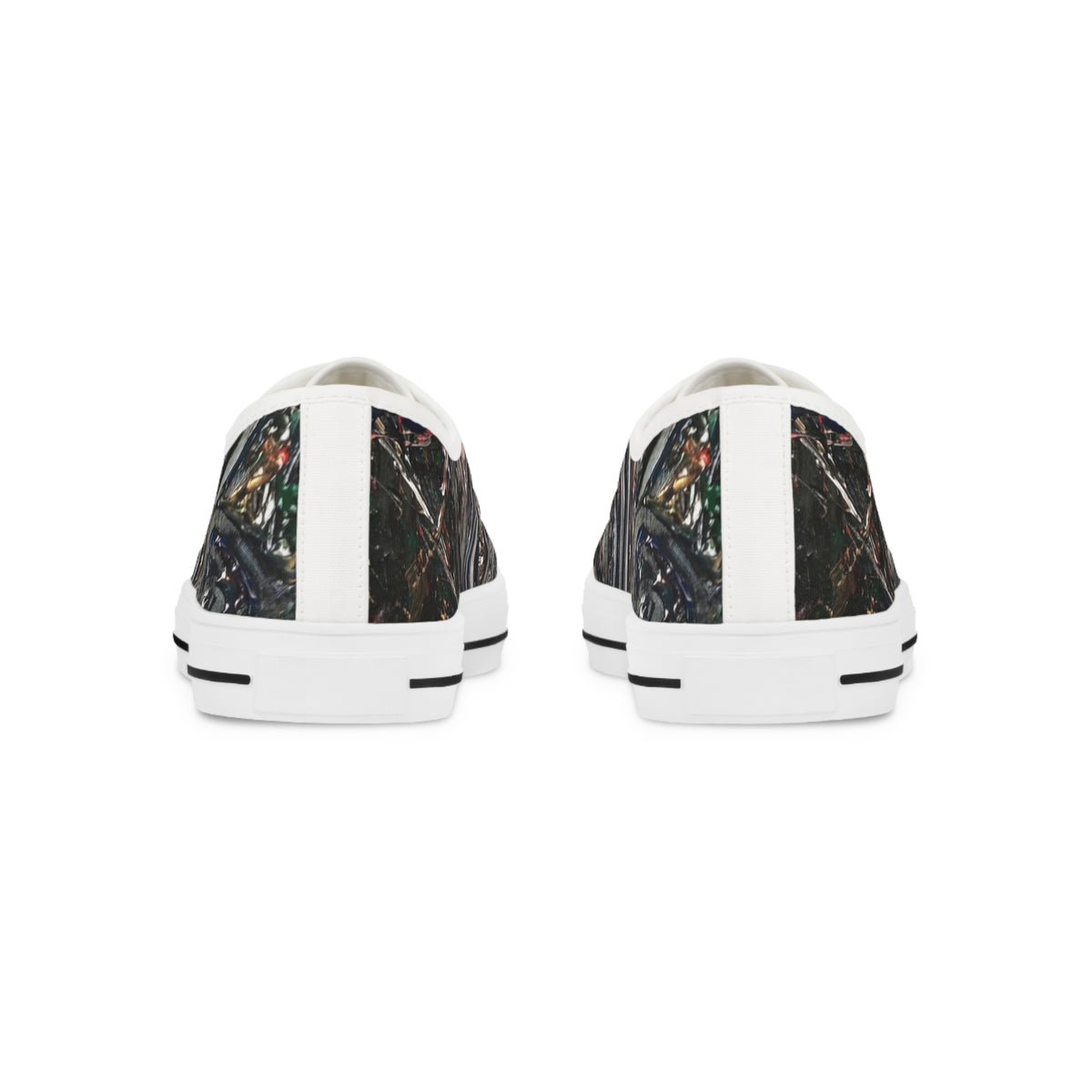 Low Top Sneakers — Dark Abstract Stripes Casual Shoes