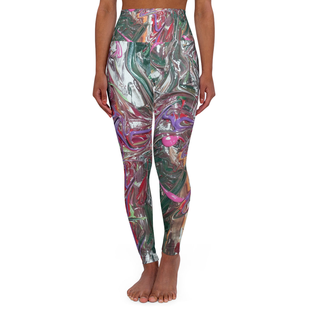 Marbled Abstract High-Waist Yoga Leggings