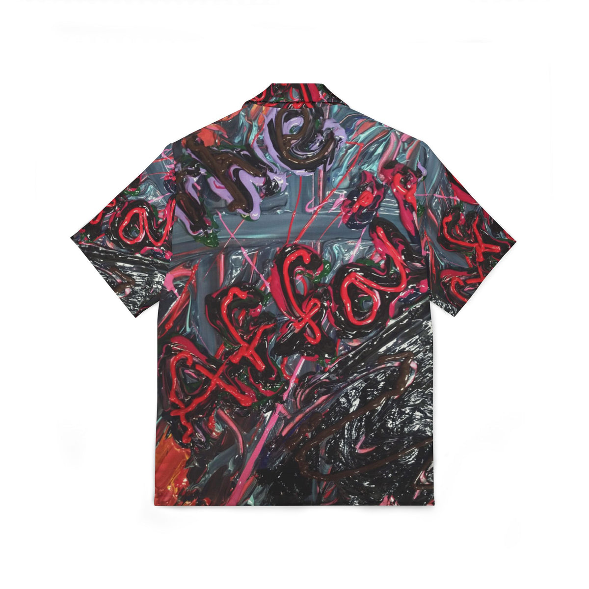 Men's Hawaiian Camp Shirt — Abstract Neon Graffiti Print