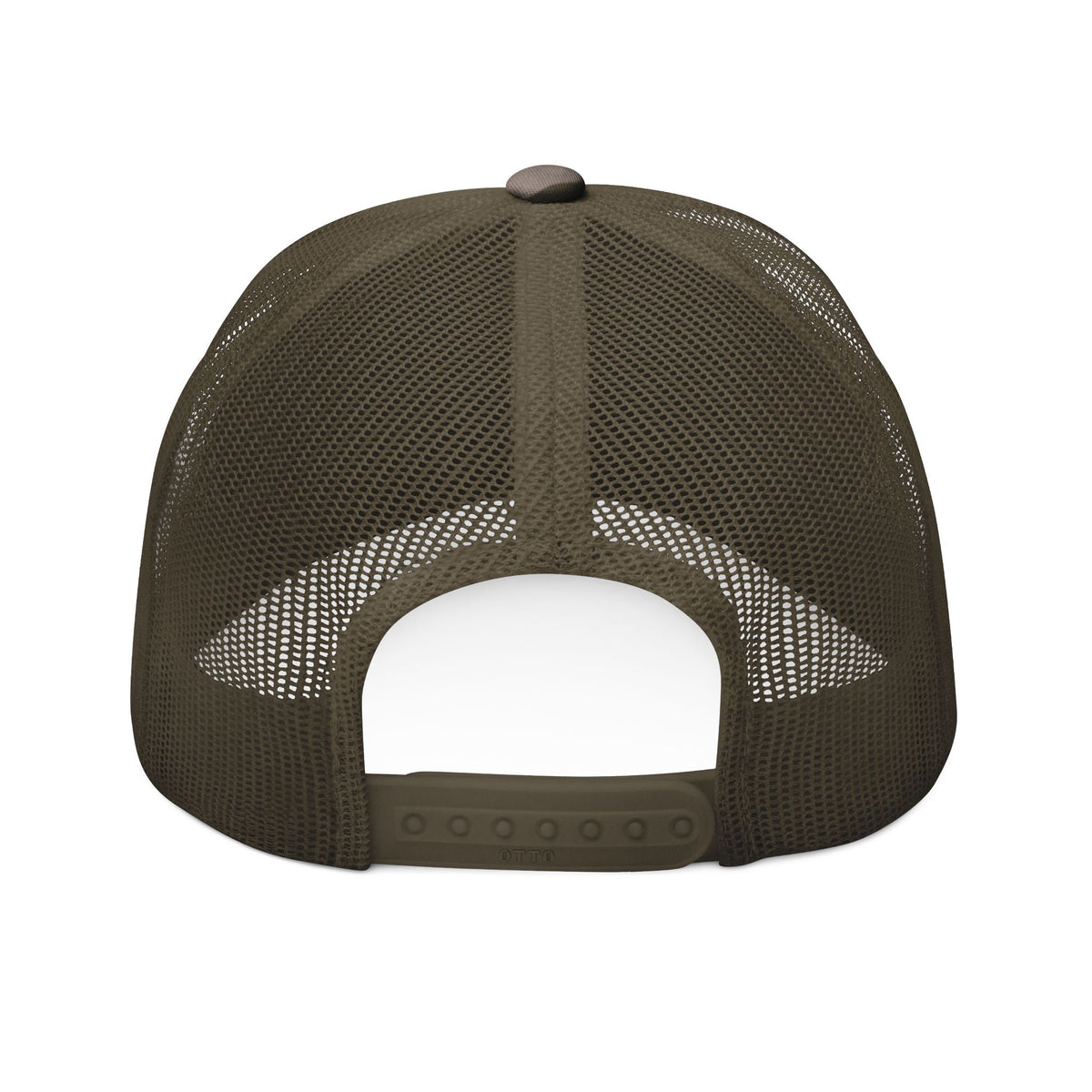 Camouflage Trucker Hat with Abstract Embroidered Squares - Camo Mesh Cap