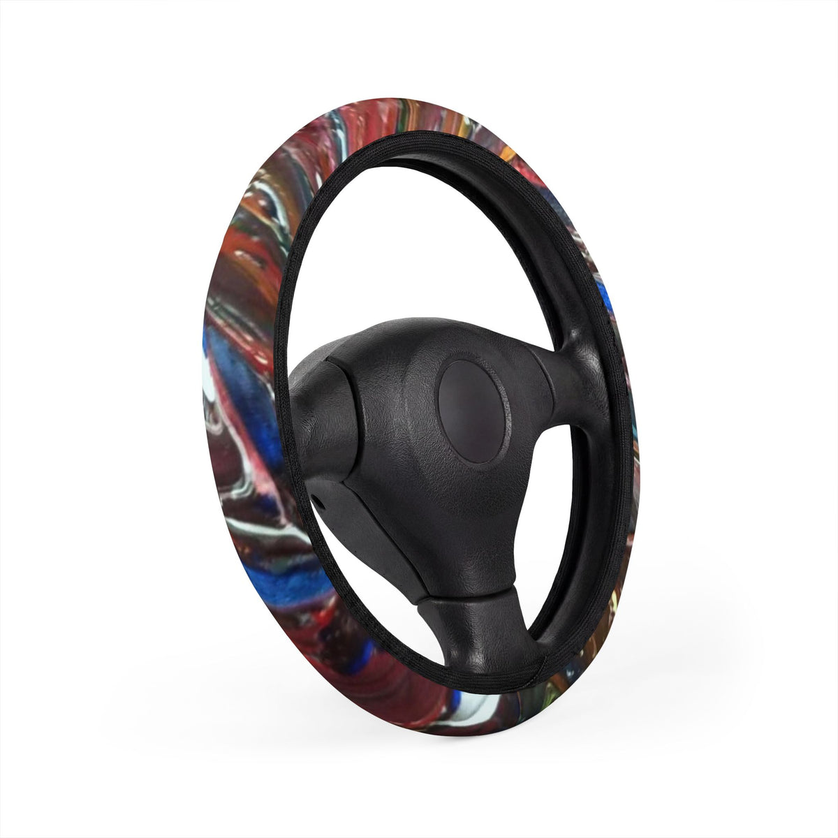 Abstract Marble Pattern Steering Wheel Cover — Colorful Swirl Car Accessory