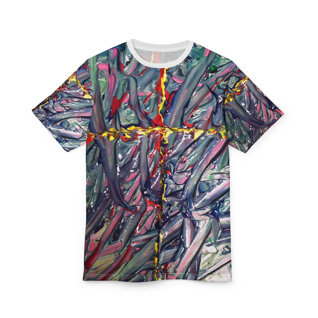 Abstract Paint Texture Tee — Colorful All-Over Print Art T-Shirt