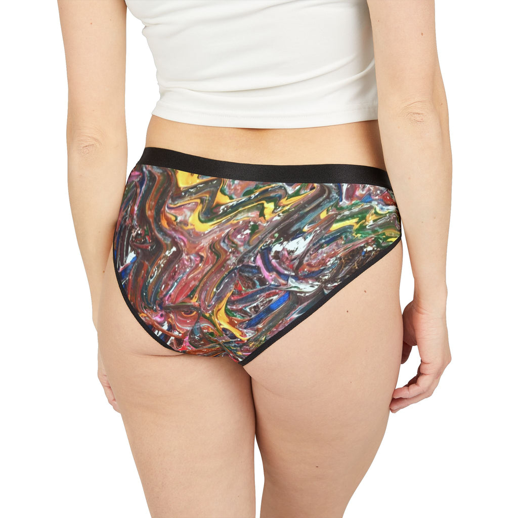Abstract Marble Print Women's Bikini Briefs — Colorful Swirl Pattern