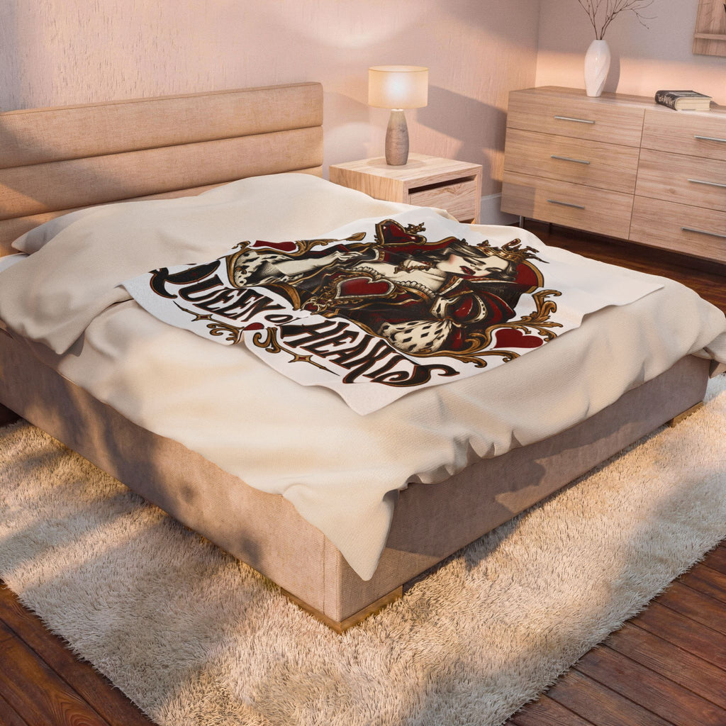 Queen of Hearts Velveteen Plush Blanket