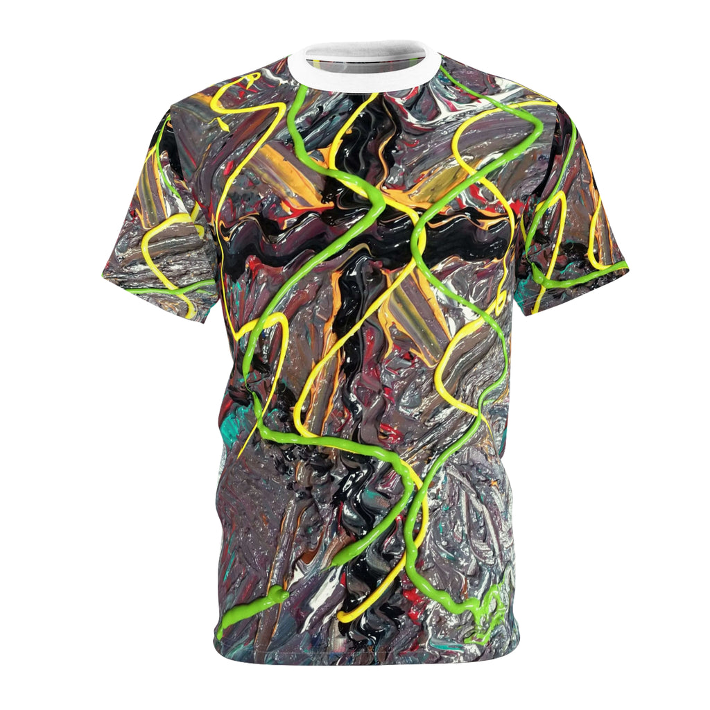 Abstract Neon Drip Tee — All-Over Print Artistic T-Shirt