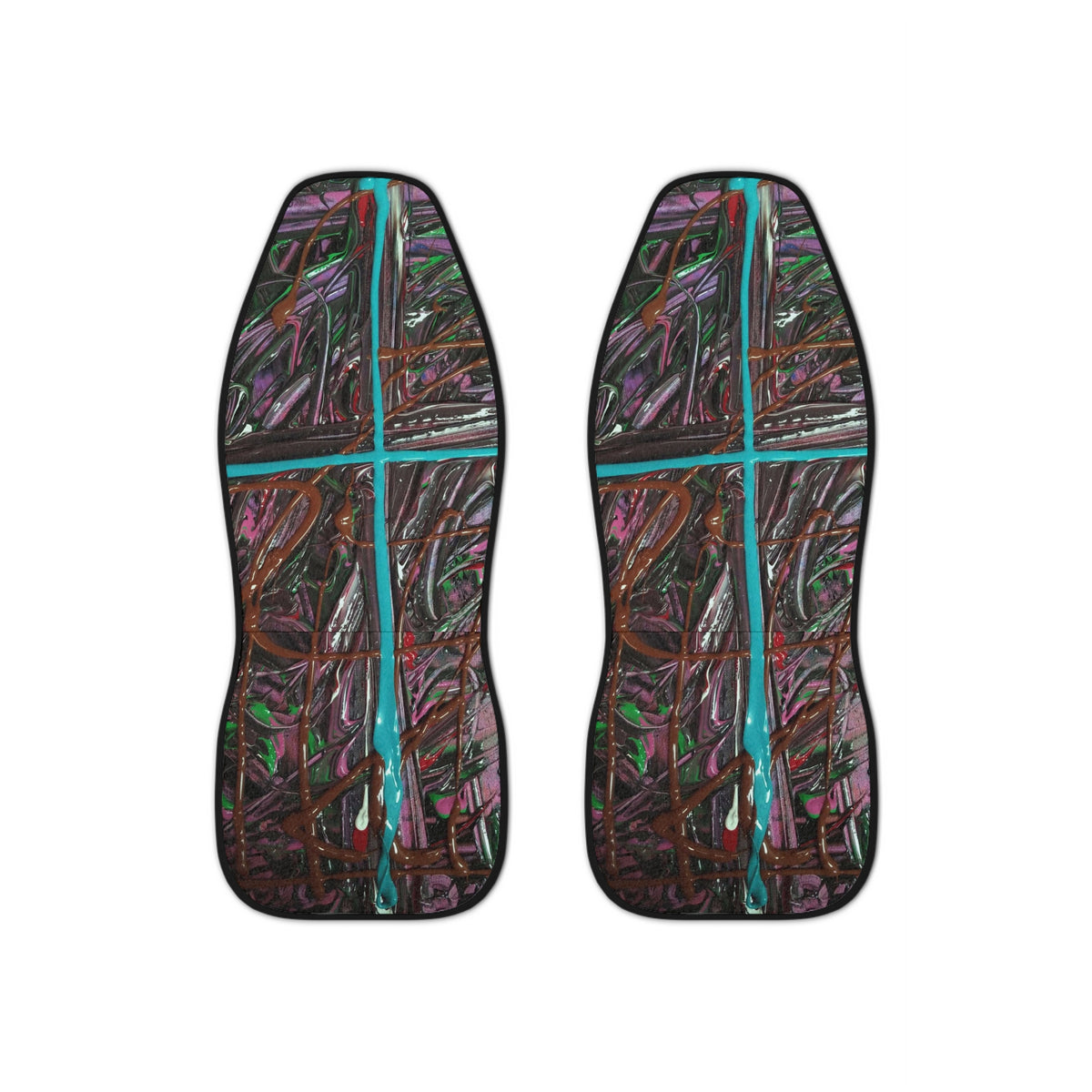 Abstract Cross Car Seat Covers — Colorful Drip Paint Front Seat Protector