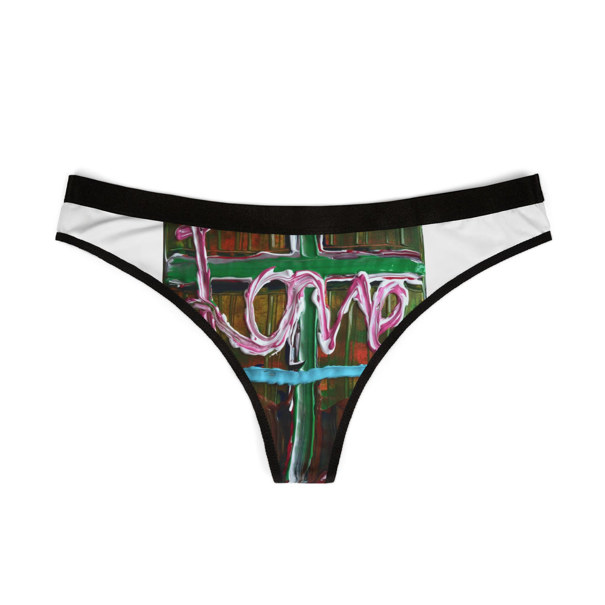 A Colorful Love Print Women's Thongs | Stylish Underwear, Valentine's Gift, Trendy Lingerie, Unique Fashion, Comfortable Intimates