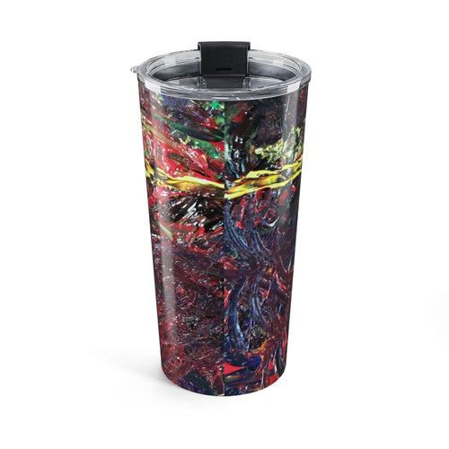 20oz Abstract Cross Tumbler — Red & Gold Artistic Travel Cup
