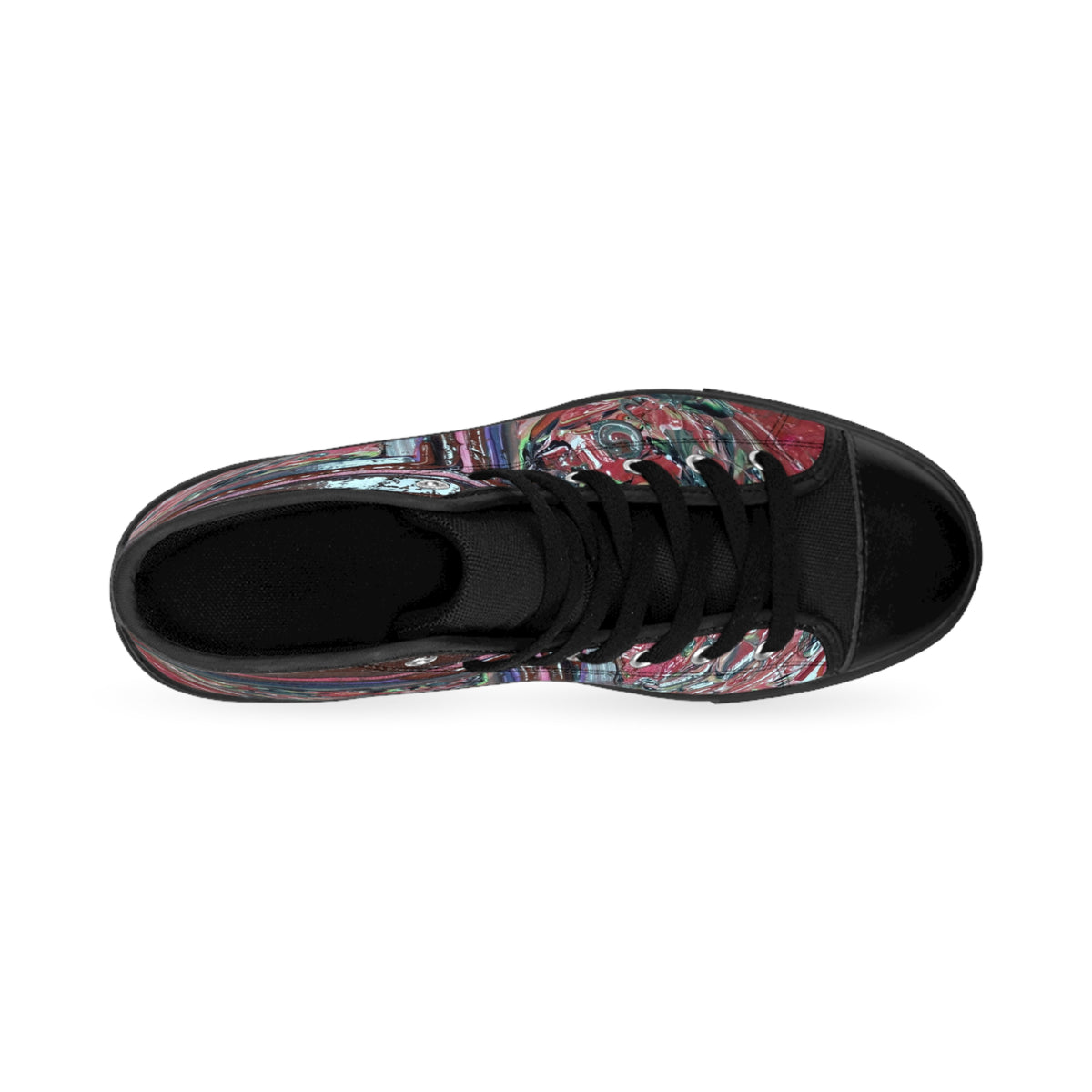 Women's High-Top Sneakers — Abstract Floral Frame Print