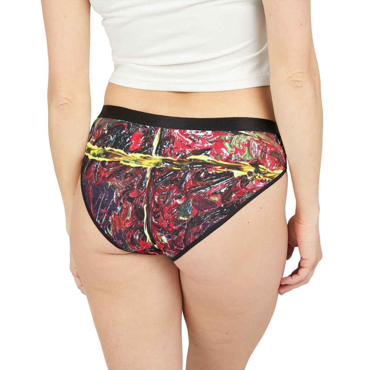 Abstract Red Cross Women's Bikini Briefs — Artistic Painterly Print