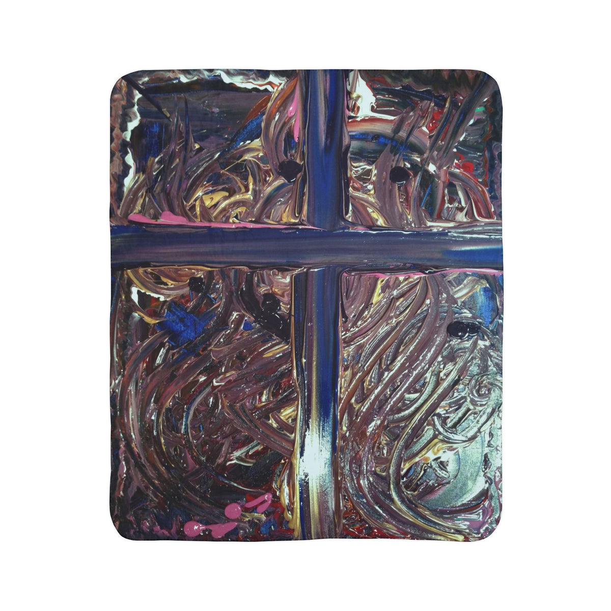 Abstract Window Pane Sherpa Blanket — Cozy Artistic Fleece Throw