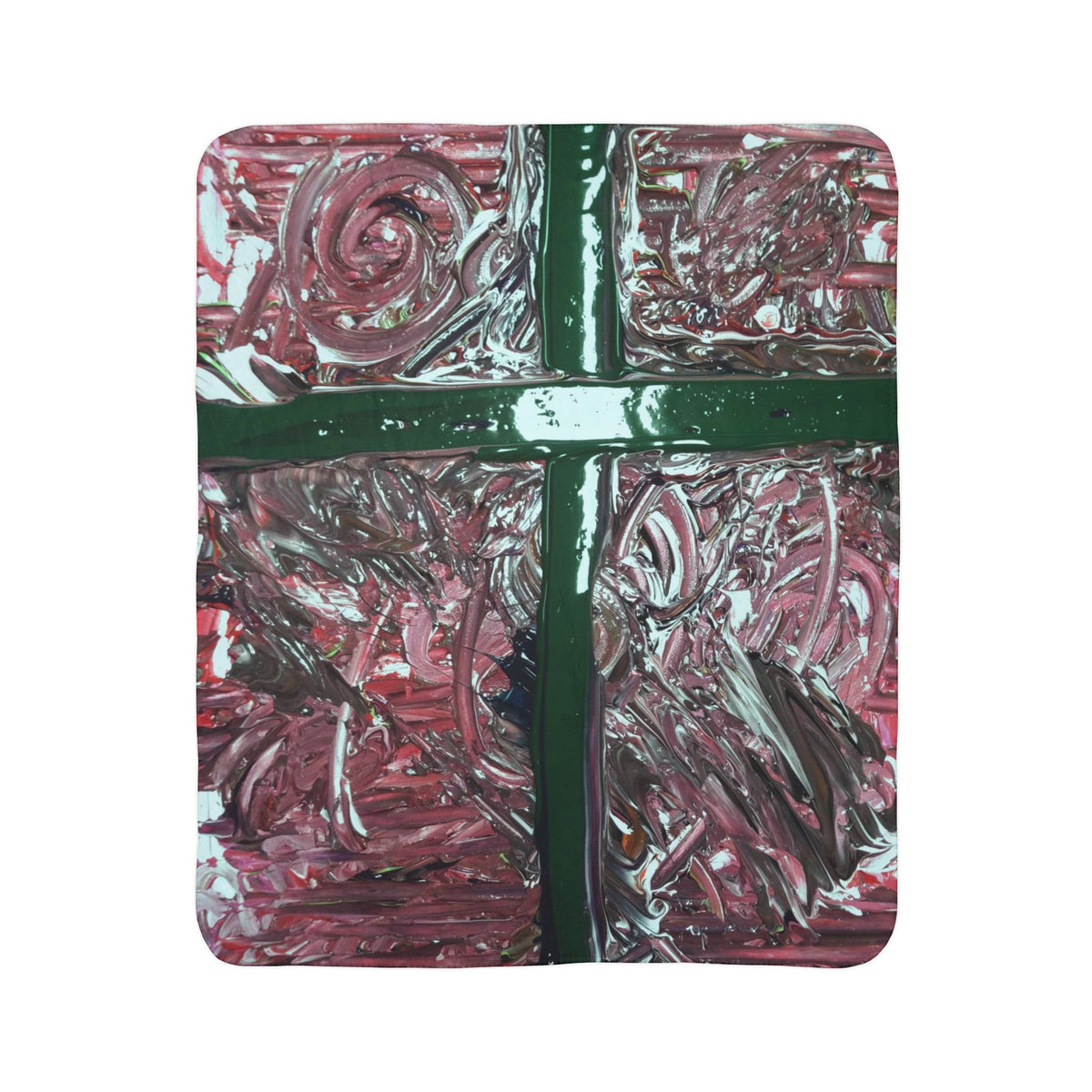 Abstract Red Swirl Fleece Sherpa Blanket — Cozy Artistic Throw