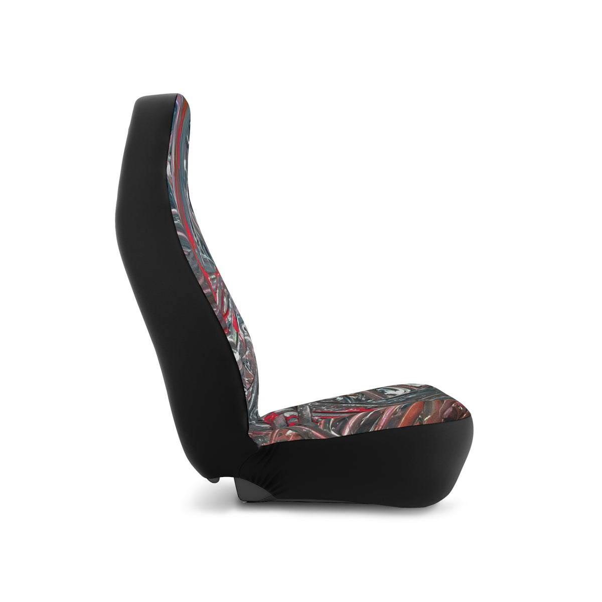 Abstract Red & Gray Car Seat Covers — Modern Artistic Automotive Seat Protector