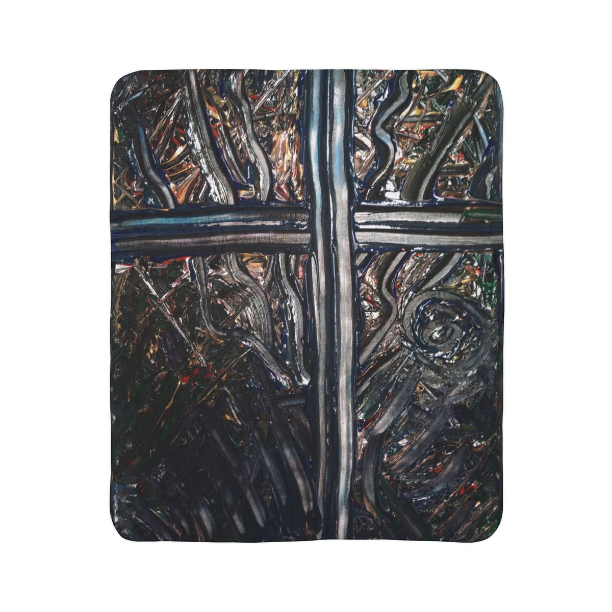 Sherpa Blanket — Abstract Textured Cross Design, Cozy Fleece Throw for Home & Gifts