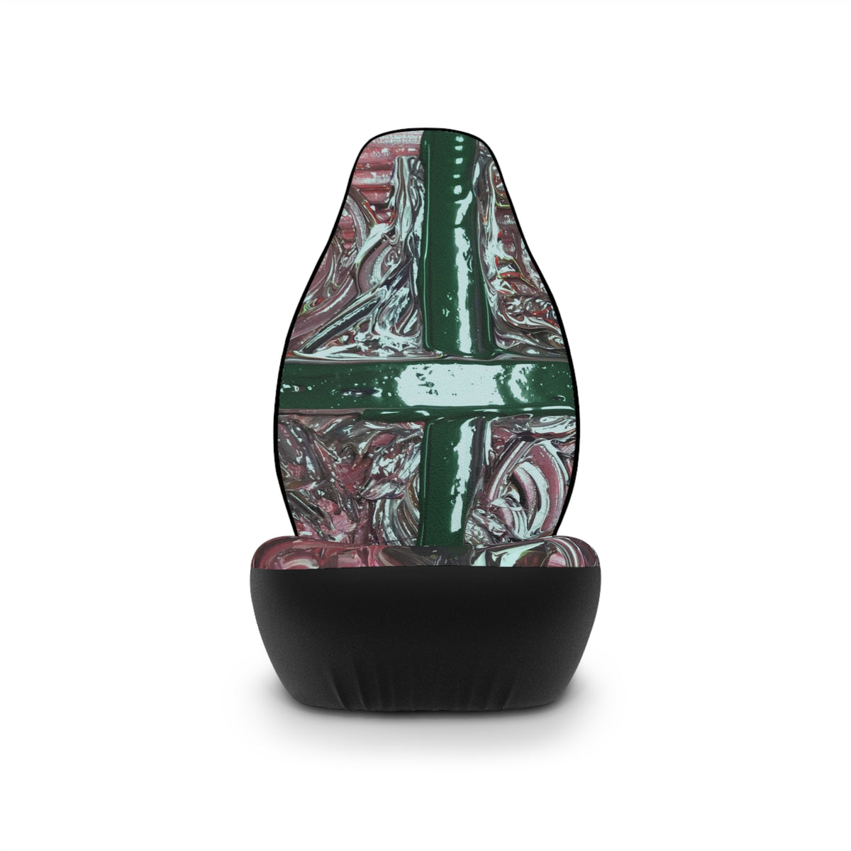 Abstract Cross Pattern Car Seat Covers — Green & Maroon Artistic Design