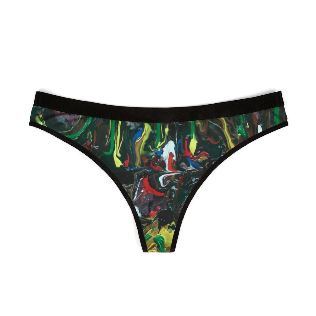 Abstract Paint Swirl Women's Thong — Colorful Artistic Lingerie